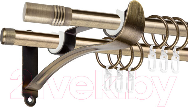 Изображение товара Карниз для штор АС ФОРОС Prime D16Г/16Г + наконечники Цилиндр (2м, антик)