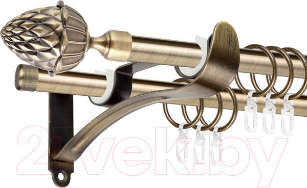 Изображение товара Карниз для штор АС ФОРОС Prime D16Г/16Г + наконечники Шишка (2м, антик)
