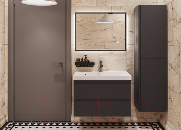 Изображение товара Тумба под умывальник Домино Classica 80 Graffo В2 подвесная (графит матовый)