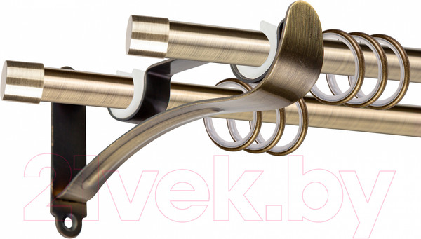 Изображение товара Карниз для штор АС ФОРОС Prime D16Г/16Г + заглушка Плоская (1.6м, антик)
