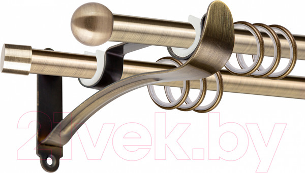 Изображение товара Карниз для штор АС ФОРОС Prime D16Г/16Г + заглушка Шар малый (2м, антик)