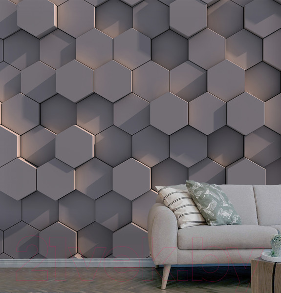 Изображение товара Фотообои листовые Vimala 3D Шестиугольники 3 (270x400)