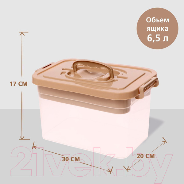 Изображение товара Контейнер для хранения Соломон С крышкой и вкладышем / 9354613 (6.5л, бежевый)