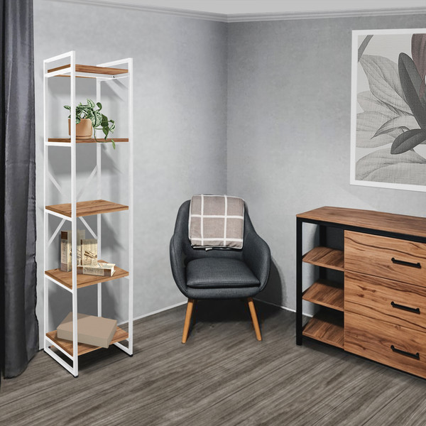 Изображение товара Стеллаж Millwood Лофт CH-2 40x35x182 (дуб табачный Craft/металл белый)