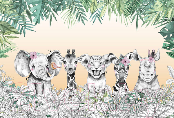 Изображение товара Фотообои листовые Vimala Зверята в джунглях (270x400)