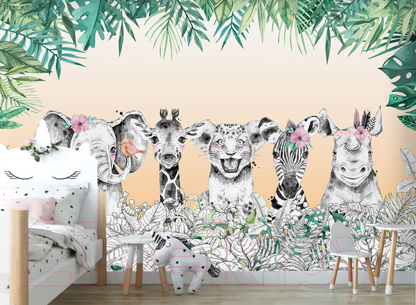 Изображение товара Фотообои листовые Vimala Зверята в джунглях (270x400)