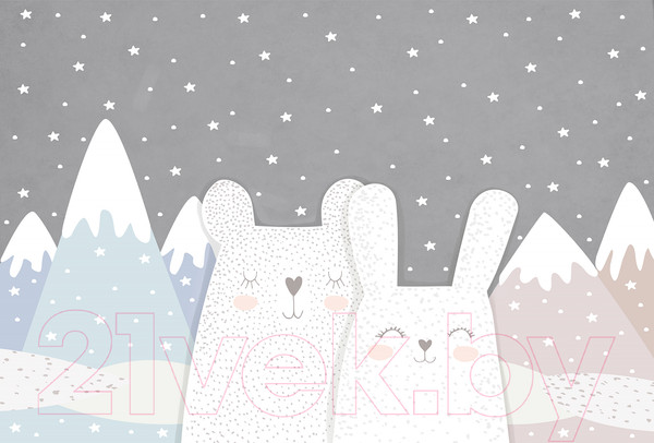 Изображение товара Фотообои листовые Vimala Ночные горы с зайцами (270x400)