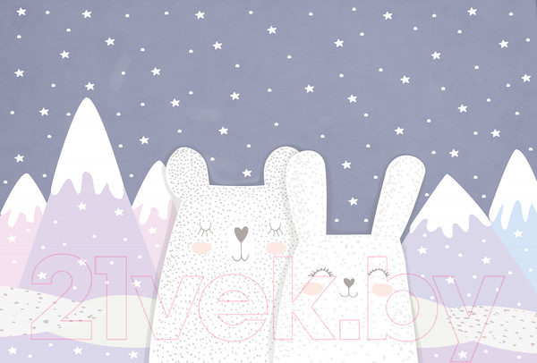 Изображение товара Фотообои листовые Vimala Ночные горы с зайцами 2 (270x400)