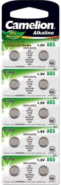 Изображение товара Комплект батареек Camelion AG5-BP10 Mercury Free / 12813