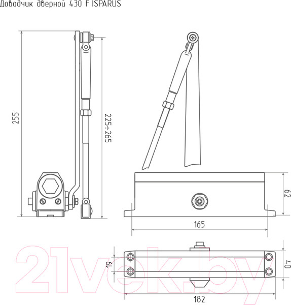 Изображение товара Доводчик с рычагом Нора-М Isparus 430 F (белый)