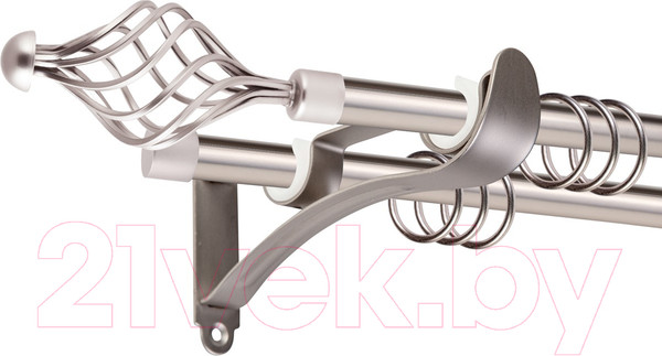 Изображение товара Карниз для штор АС ФОРОС Prime D16Г/16Г + наконечники Ажур (1.6м, сатин)