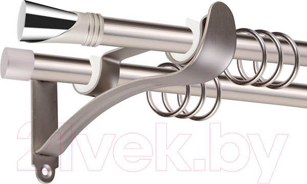 Изображение товара Карниз для штор АС ФОРОС Prime D16Г/16Г + наконечники Вега хром (2.4м, сатин)
