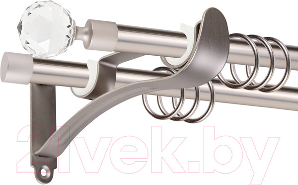 Изображение товара Карниз для штор АС ФОРОС Prime D16Г/16Г + наконечники Кристалл (2.4м, сатин)