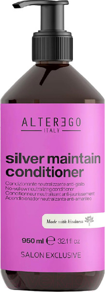 Изображение товара Тонирующий кондиционер для волос Alter Ego Italy Silver Maintain Conditioner Для устранения желтизны волос (950мл)