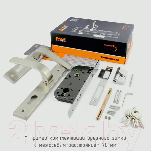 Изображение товара Замок врезной Нора-М N107-70 Л (старая медь)