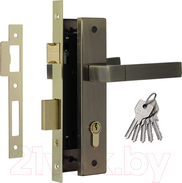 Изображение товара Замок врезной Нора-М N109-70 Л (старая бронза)