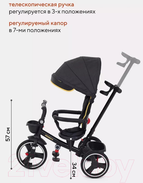 Изображение товара Трехколесный велосипед с ручкой Rant Gravity / RB200 (графит)