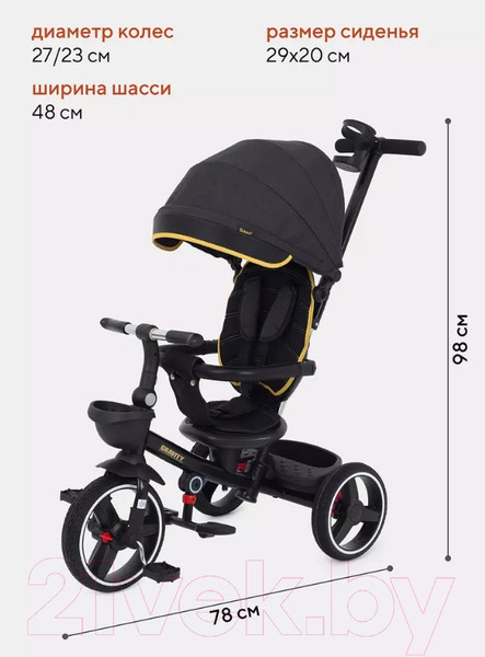 Изображение товара Трехколесный велосипед с ручкой Rant Gravity / RB200 (графит)