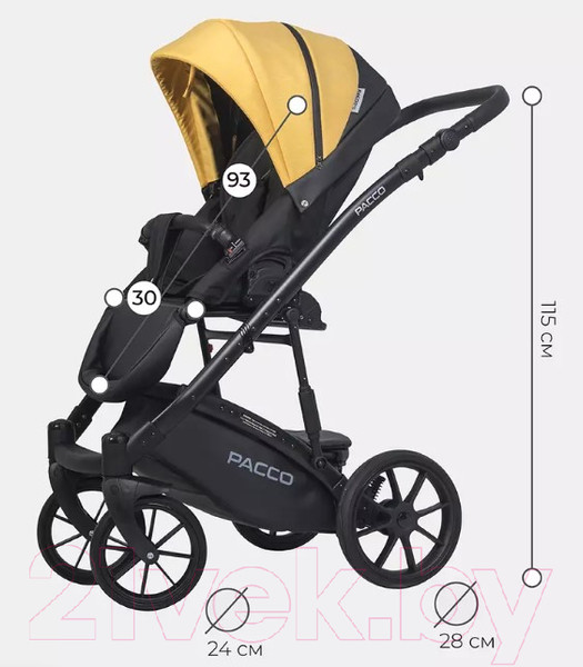 Изображение товара Детская универсальная коляска Riko Basic Pacco 2 в 1 (08, желтый/черный)