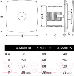 Изображение товара Вентилятор накладной Cata X-MART 10 Matic Inox T