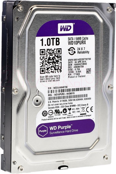 Изображение товара Жесткий диск Western Digital Purple 1TB (WD10PURX)