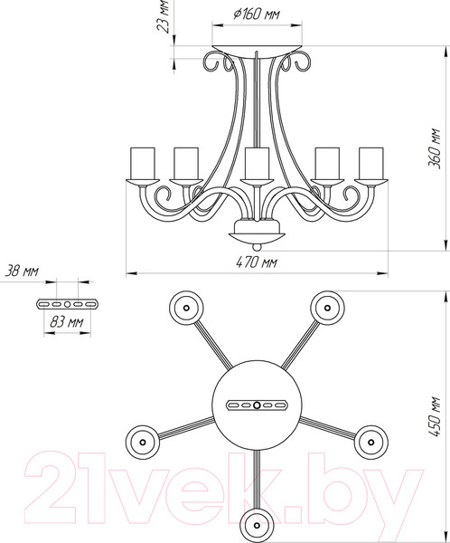 Изображение товара Люстра Элетех Классик 151 НПБ 01-5х60-141 / 1005404788 (белый муар)