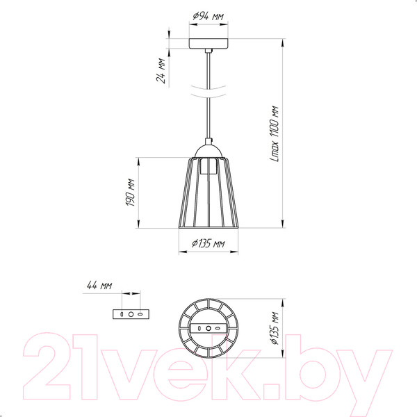 Изображение товара Потолочный светильник Элетех Конти 211 НСБ 01-60-169 Е27 / 1005405025 (черный муар/медь)