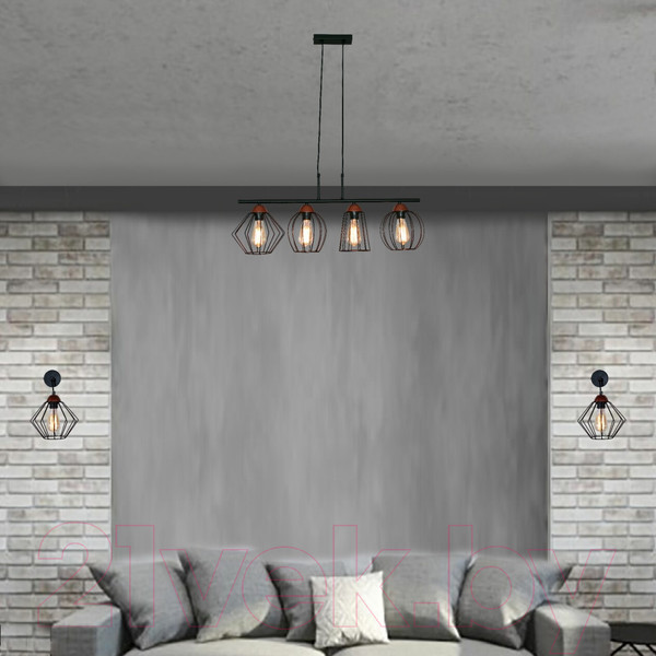 Изображение товара Люстра Элетех Конти 241 НСБ 01-4х60-109 Е27 / 1005405026 (черный муар/медь)