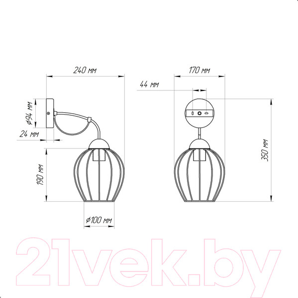 Изображение товара Бра Элетех Конти 511 НББ 01-60-165 Е27 / 1005405029 (черный муар/медь)