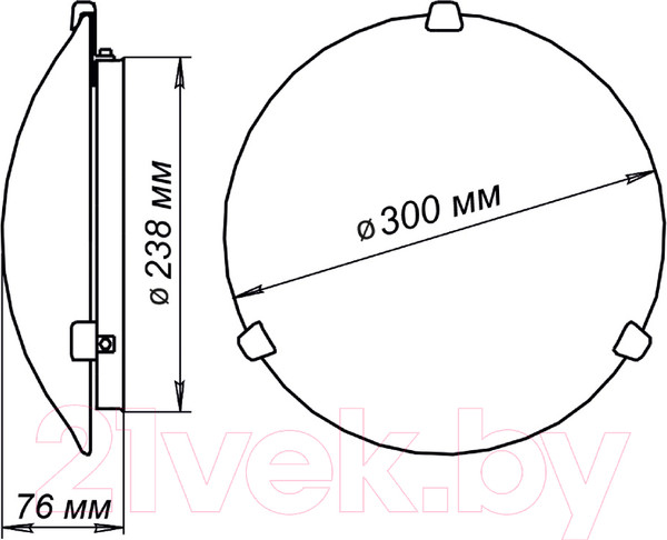 Изображение товара Потолочный светильник Элетех Контур 300 НПБ 01-2х60-139 М16 / 1005206056 (матовый белый)