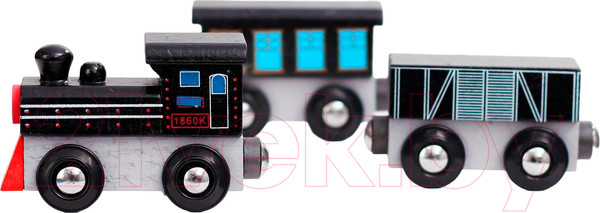 Изображение товара Поезд игрушечный Sima-Land Паровоз и два вагона магнитные / 4619365