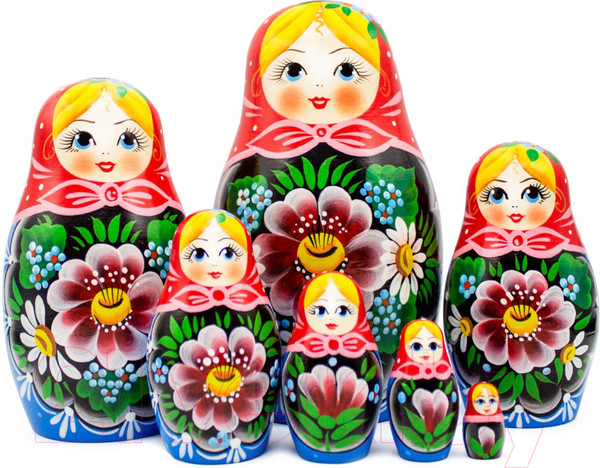 Изображение товара Матрешка сувенирная Брестская Фабрика Сувениров Традиционная матрешка в сарафане с цветами / 7045