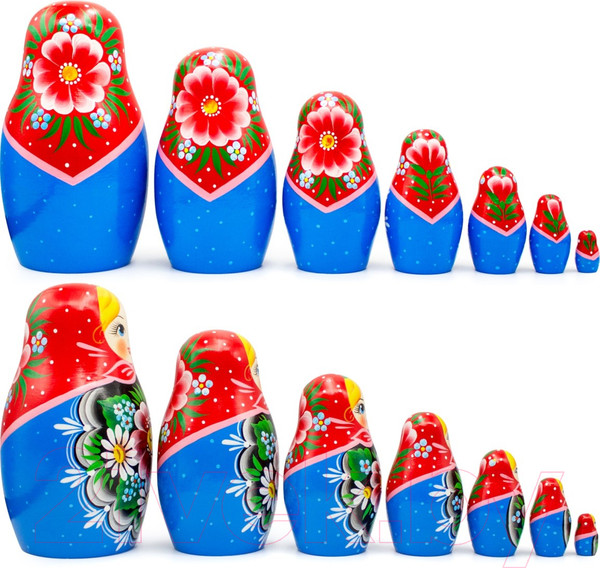 Изображение товара Матрешка сувенирная Брестская Фабрика Сувениров Традиционная матрешка в сарафане с цветами / 7045