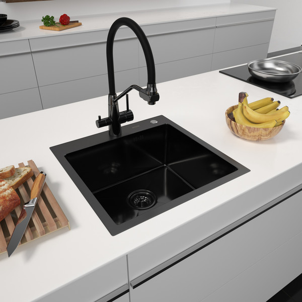 Изображение товара Мойка кухонная Arfeka Eco AR PVD Nano 50x50 (черный)