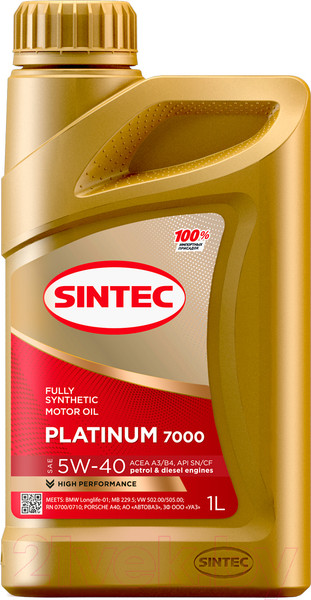 Изображение товара Моторное масло Sintec Platinum 7000 5W40 A3/B4 / 600138 (1л)