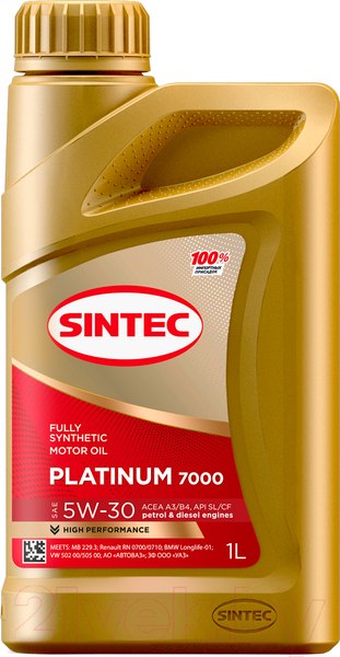 Изображение товара Моторное масло Sintec Platinum 7000 5W30 A3/B4 / 600143 (1л)