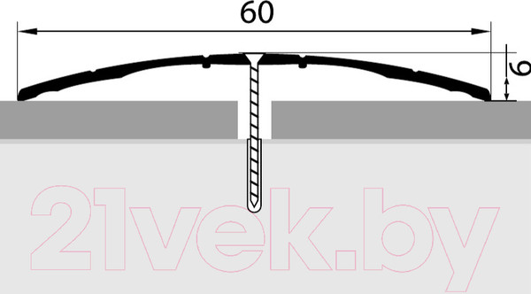 Изображение товара Порог Русский Профиль Анодированный 60мм 0.9м (серебро матовое)