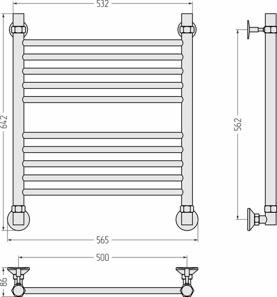 Изображение товара Полотенцесушитель водяной Сунержа Аксиома-10 60x50 / 00661-6050