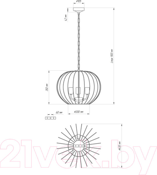 Изображение товара Потолочный светильник Элетех Лада 231 НСБ 01-3х60-154 Е27 / 1005404567 (белый муар)