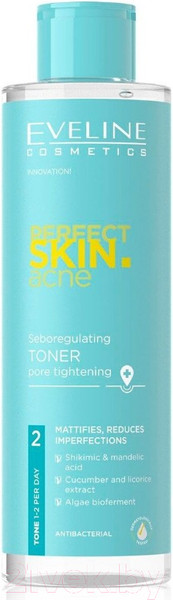 Изображение товара Тоник для лица Eveline Cosmetics Perfect Skin.Acn Себорегулирующий сужающий поры (200мл)