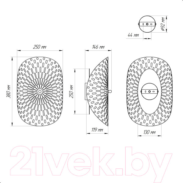 Изображение товара Бра Элетех Наоми 521 НББ 01-2х60-112 Е27 / 1005404815 (белый муар)
