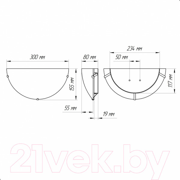 Изображение товара Бра Элетех Нежность 300/2 НББ 21-60 М19 / 1005206077 (матовый белый)