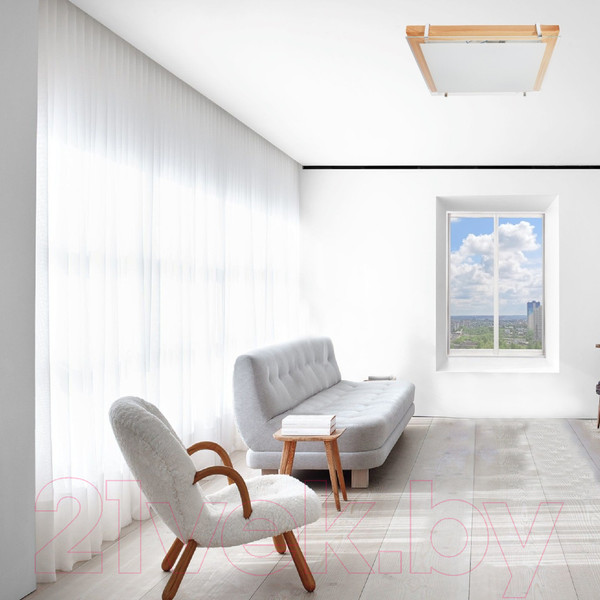 Изображение товара Потолочный светильник Элетех Полесье 400х400 НПБ 09-3х40-003 М97 / 1005205893 (белый/сосна)