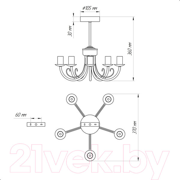 Изображение товара Люстра Элетех Рустика 253 НСБ 01-5х60-123 Е14 / 1005404246 (бронза)