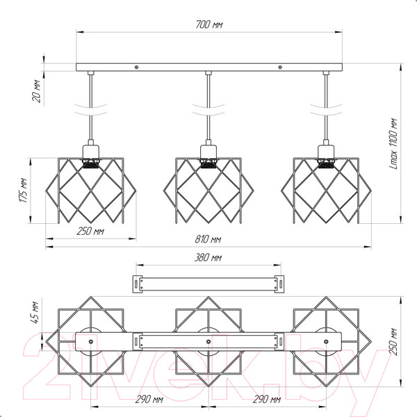 Изображение товара Люстра Элетех Сигма 231 НСБ 01-3х60-161 Е27 / 1005404791 (черный муар)