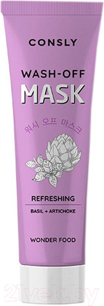 Изображение товара Маска для лица кремовая Consly Освежающая очищающая глиняная с экстрактами базилика и артишока (50мл)