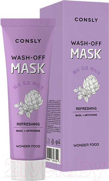 Изображение товара Маска для лица кремовая Consly Освежающая очищающая глиняная с экстрактами базилика и артишока (50мл)