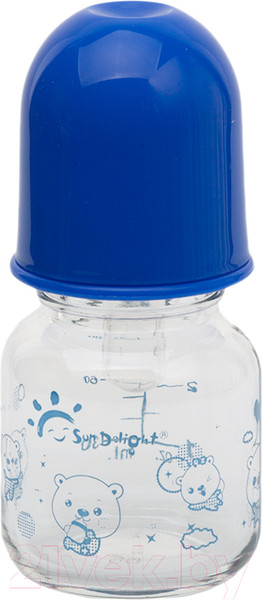 Изображение товара Бутылочка для кормления Sun Delight Стеклянная / 31075 (60мл, голубой)