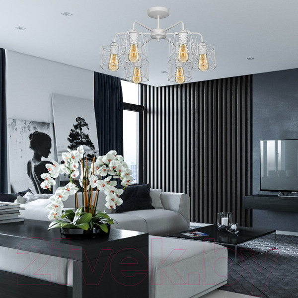 Изображение товара Люстра Элетех Стелла 161 НПБ 01-6х60-142 Е27 / 1005404670 (белый муар)