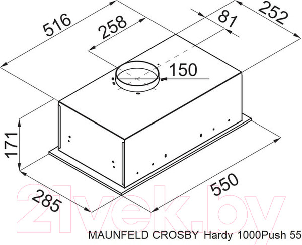 Изображение товара Вытяжка скрытая Maunfeld Crosby Hardy 1000 Push (белый)